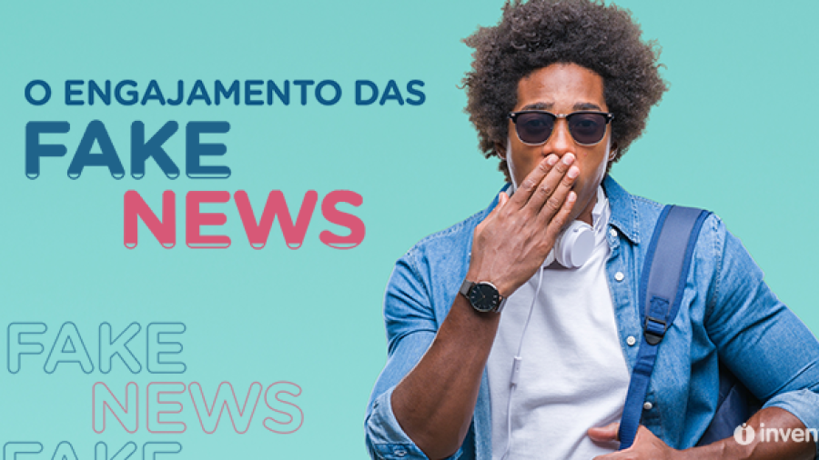 homem espantado sobre engajamento de fake news